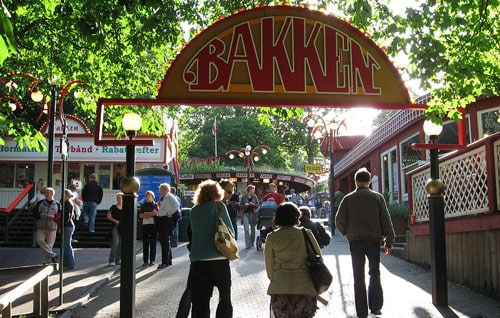 Entrance of Bakken in Copenhagen, the world’s oldest amusement park