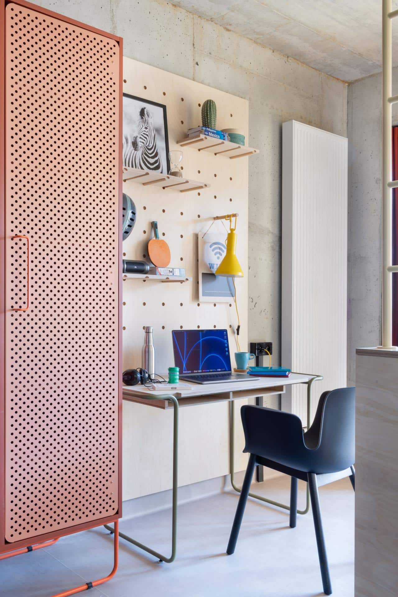 Study area in a private studetn room at Basecamp Katowice student housing