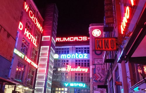 Wroclaw's neon side gallery is at the student accommodation doorstep