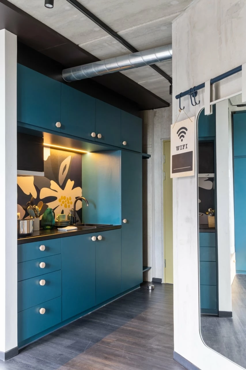 Private kitchen in a student room at Basecamp Lyngby student dorm