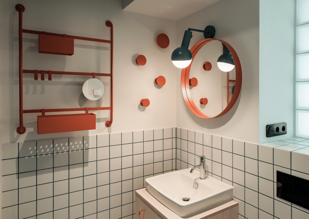 Private bathroom showing sink and mirror in one of the rooms at Basecamp Leipzig student accommodation