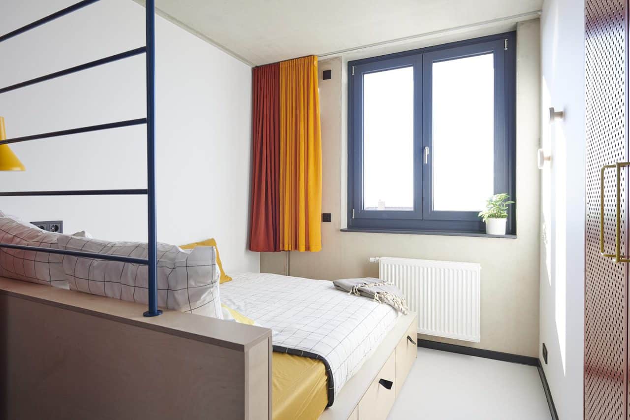 Bed in a student apartment at Basecamp Gottingen