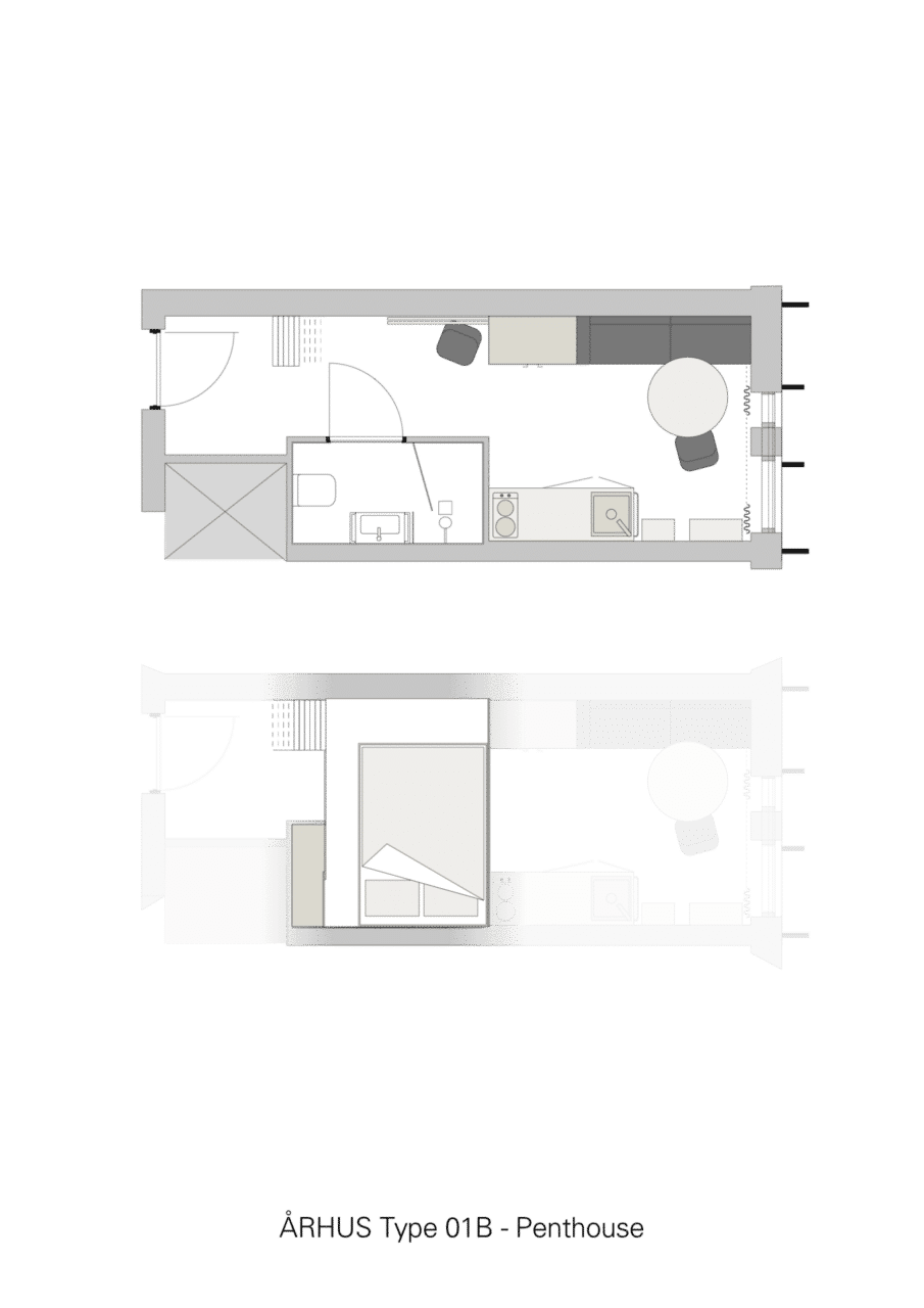 Basecamp Aarhus student accommodation - penthouse room floor plan