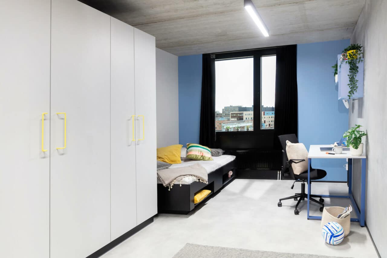 Malmo student accommodation studio bedroom