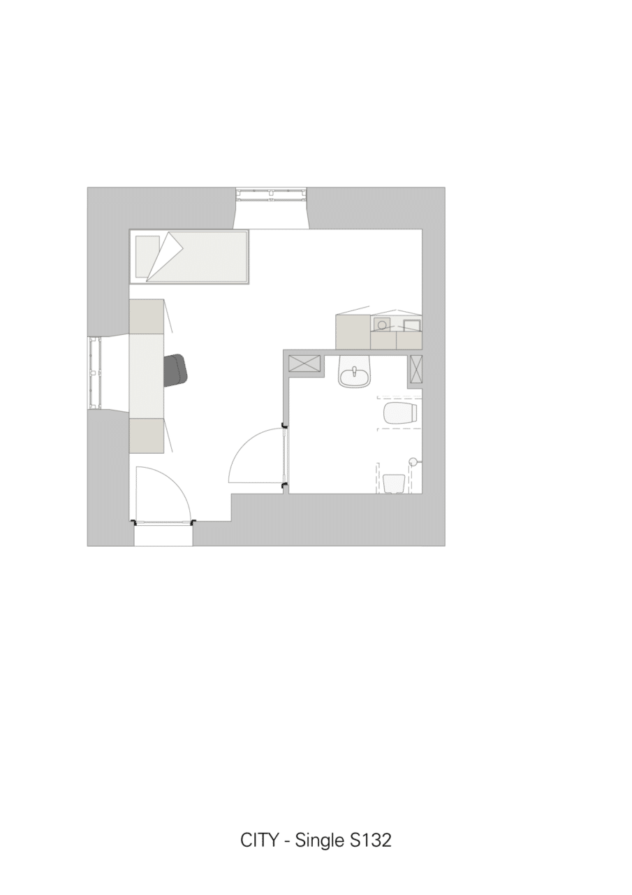 Single accessible student room at Basecamp Copenhagen City Student accommodation