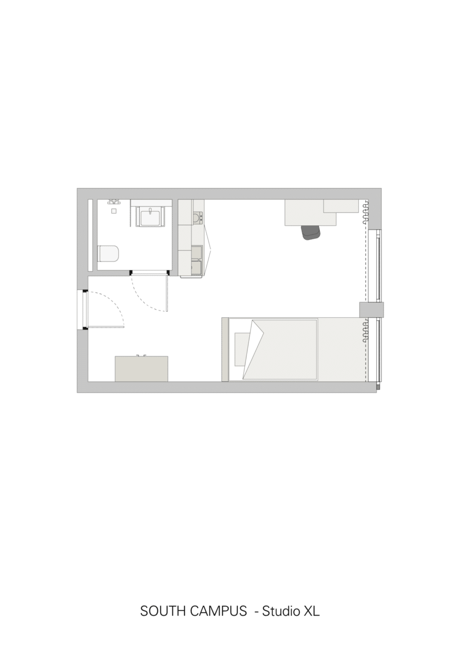 Basecamp Copenhagen South Campus student accommodation - Studio XL floor plan