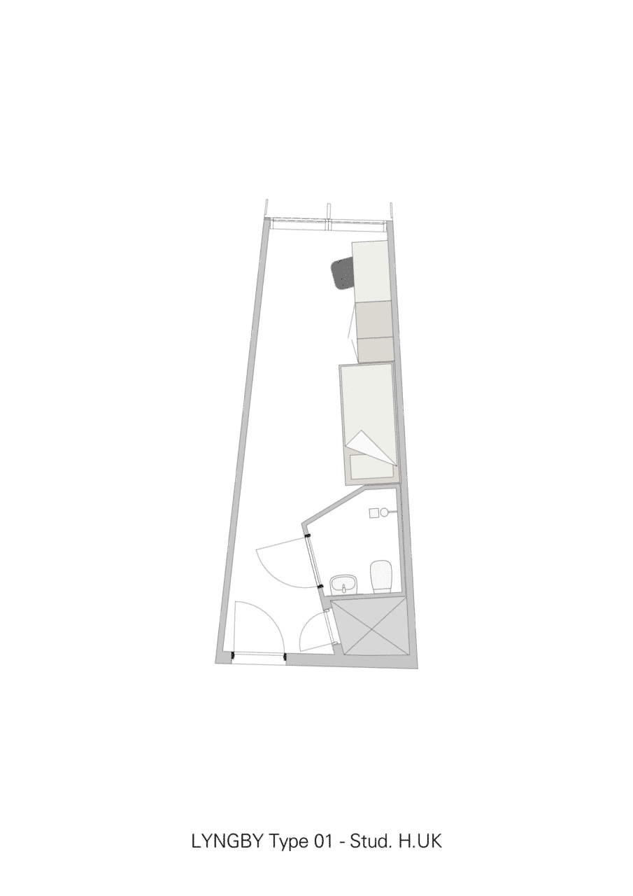 Basecamp Lyngby student accommodation - Single room floor plan