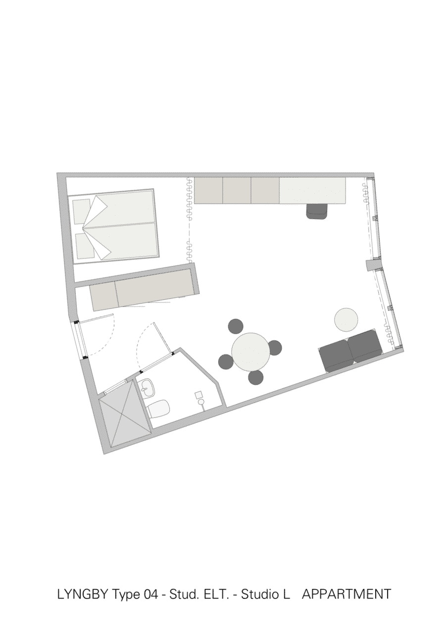 Basecamp Lyngby student accommodation - Studio apartment floor plan