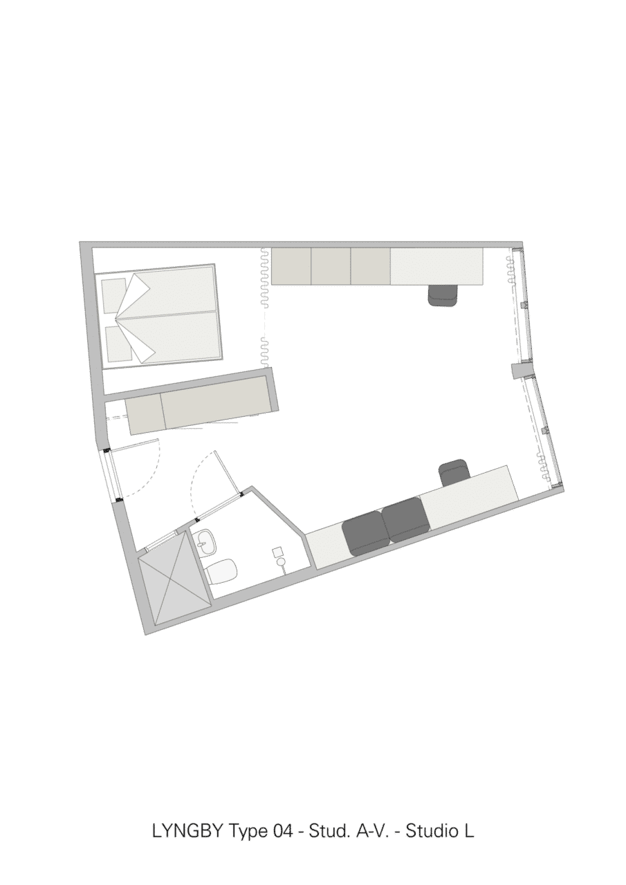 Basecamp Lyngby student accommodation - Studio L apartment floor plan