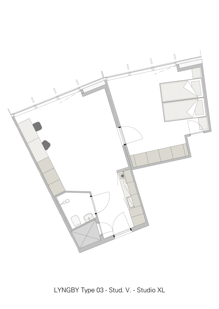 Basecamp Lyngby student accommodation - Studio XL apartment floor plan