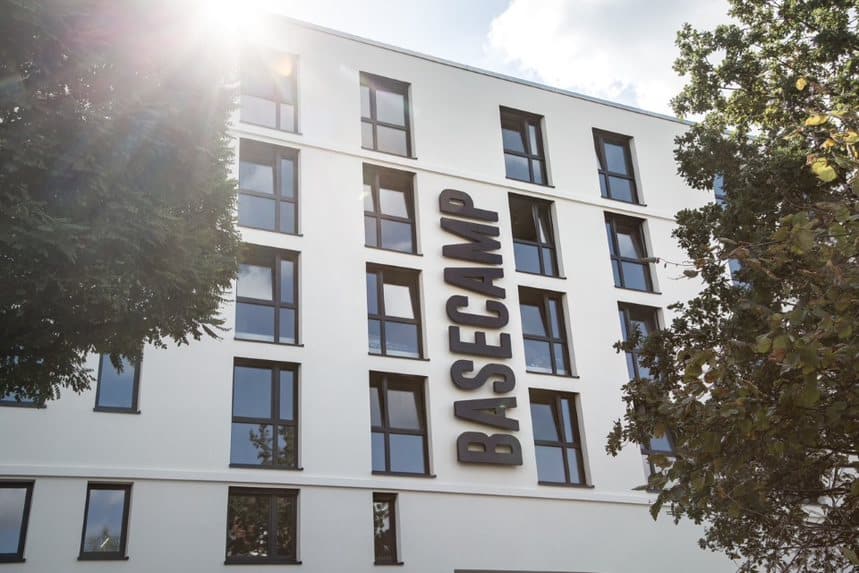 Exterior of Basecamp Leipzig student accommodation