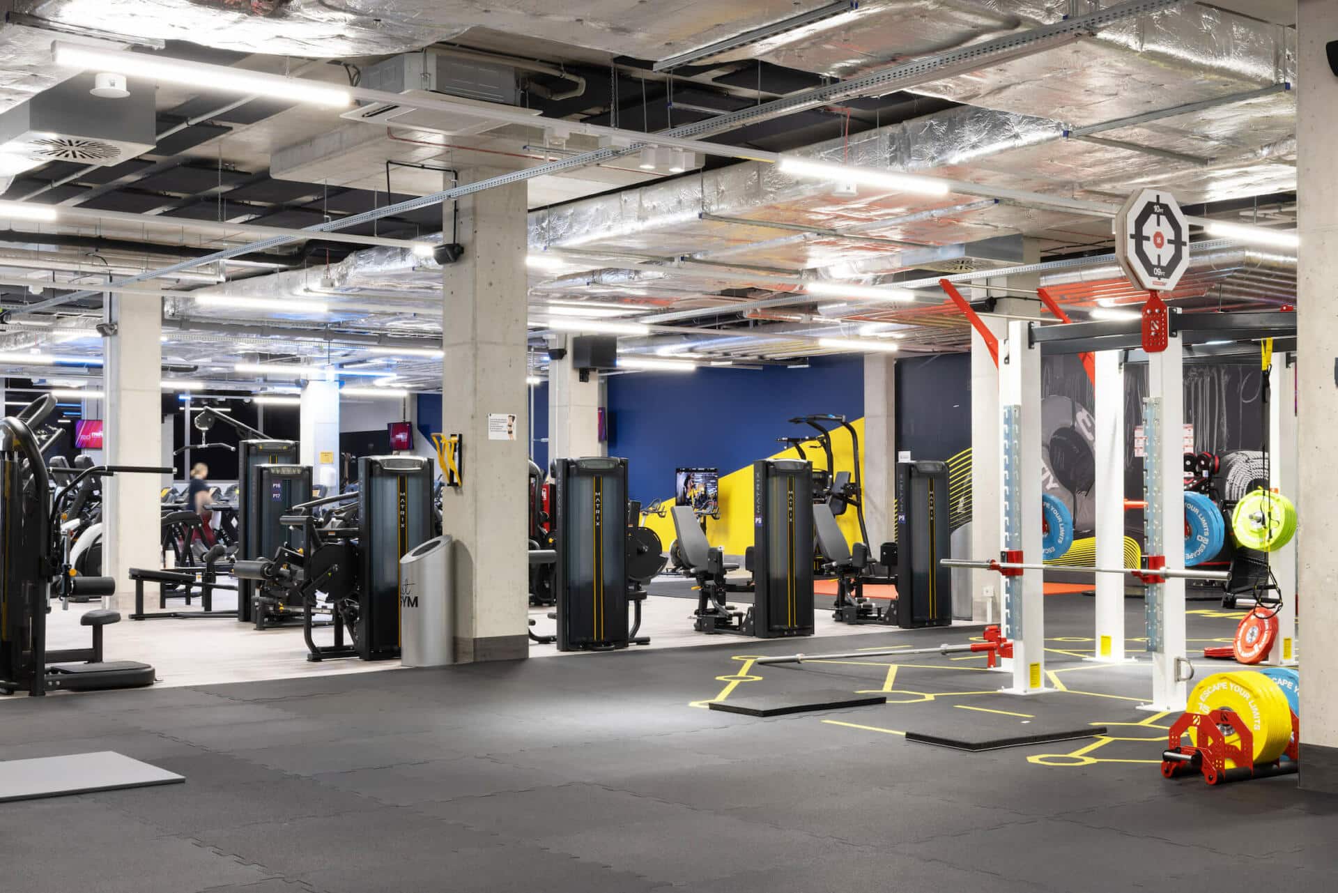 Weights areas of the free, state of the art 24/7 gym at Basecamp Katowice student dormitory