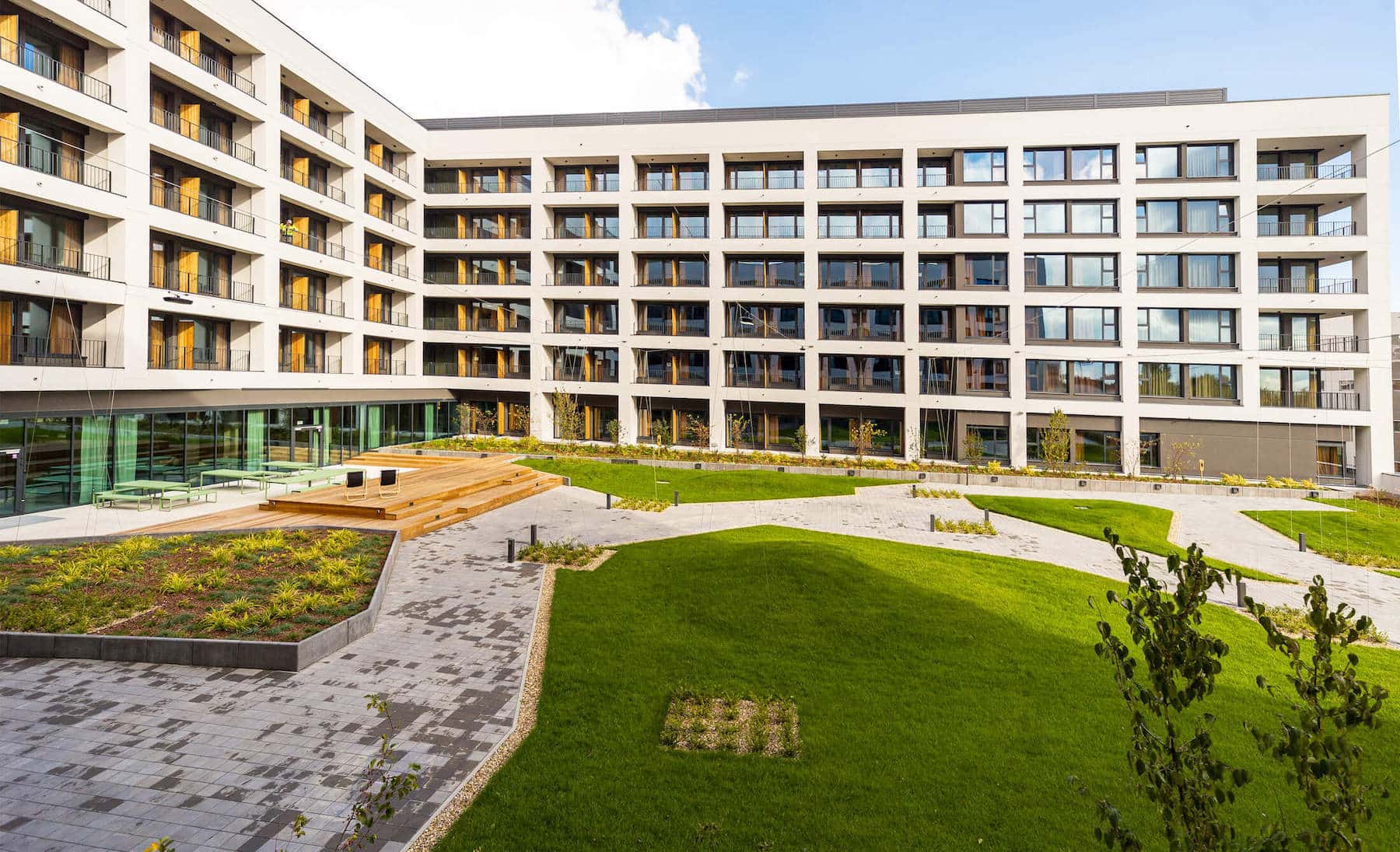 Exterior of Basecamp Lodz Rembielinskiego student housing