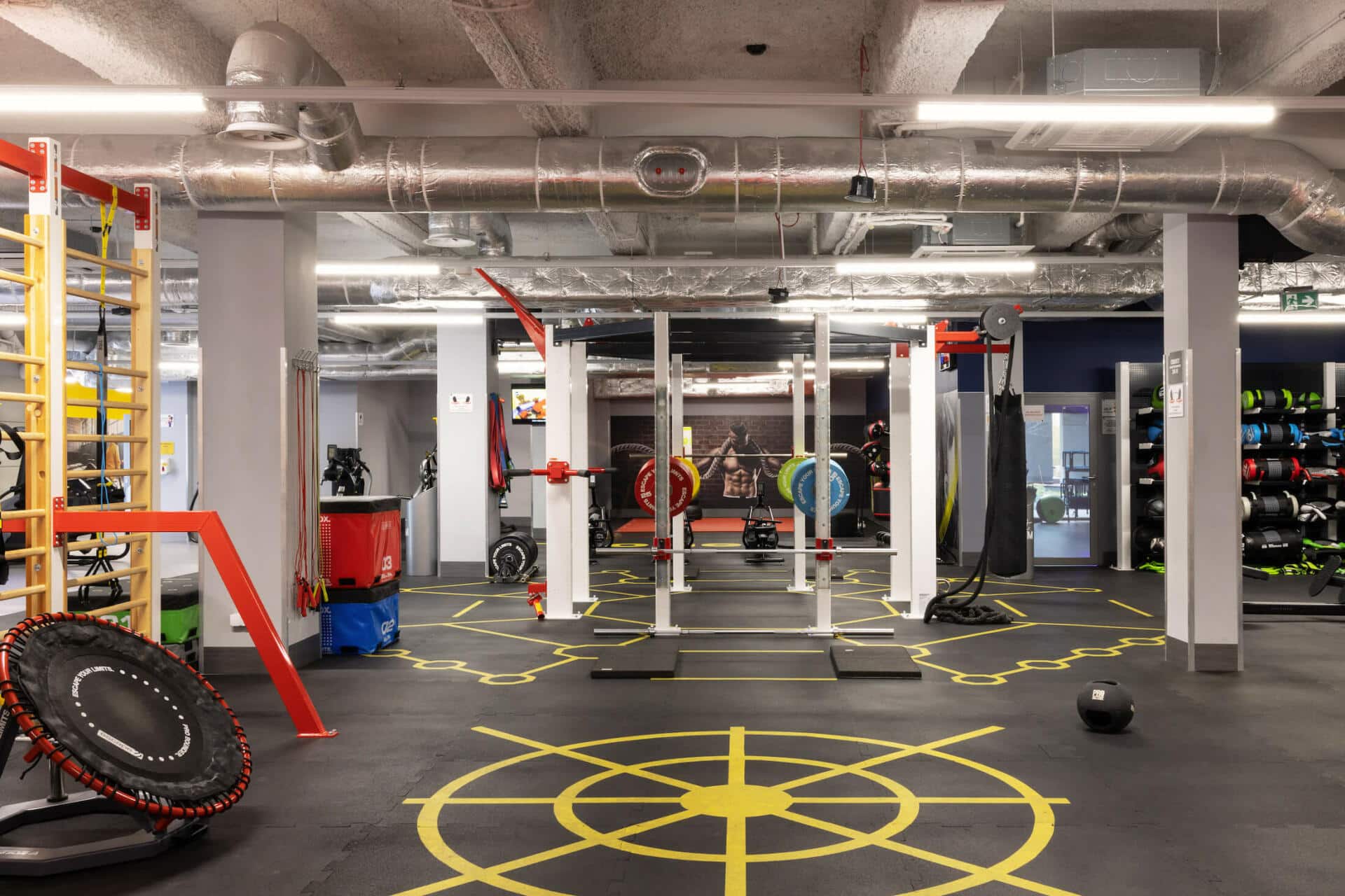 weights area at the gym in Basecamp Łódź student accommodation