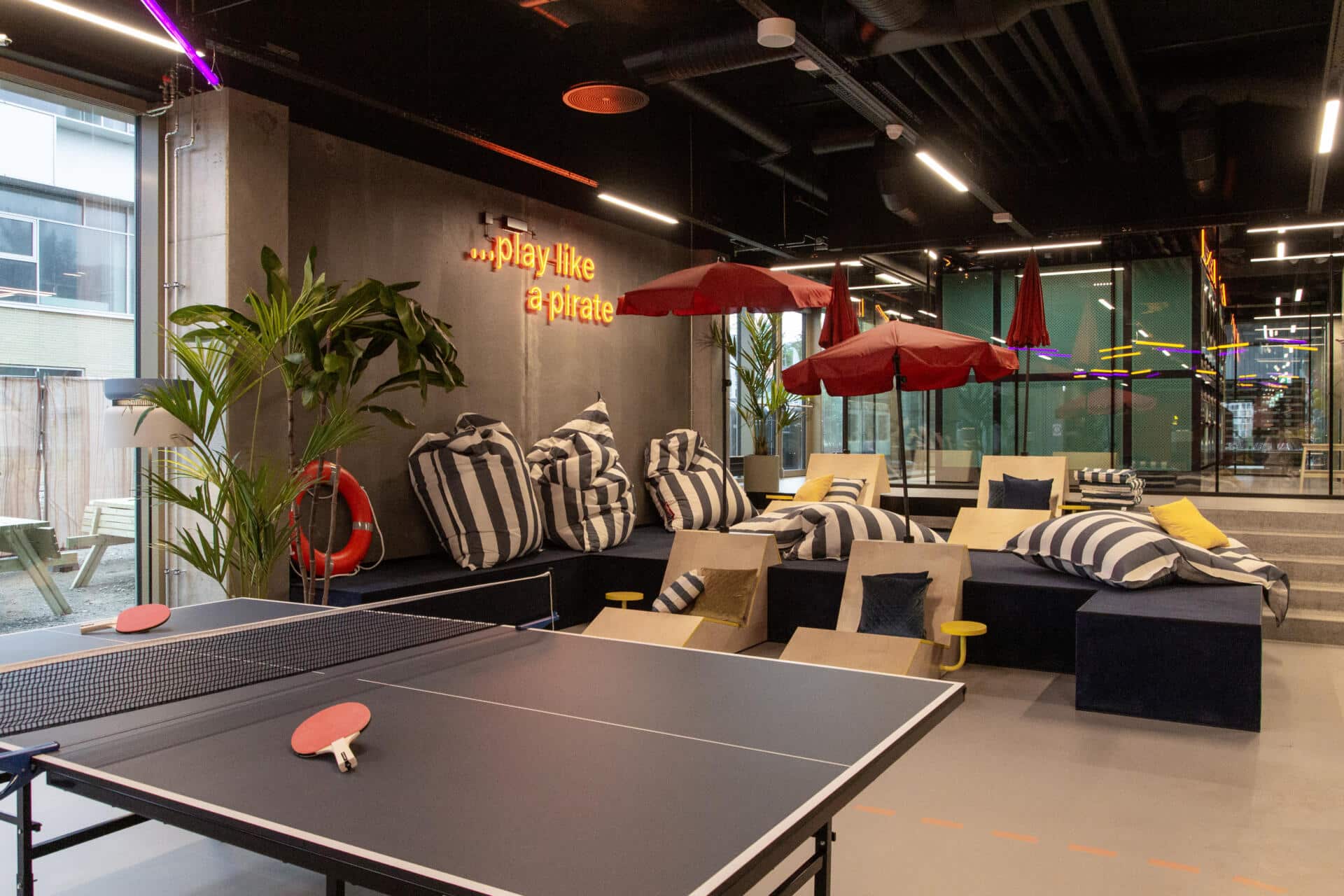 Relax and game zone at Basecamp Aarhus student accommodation