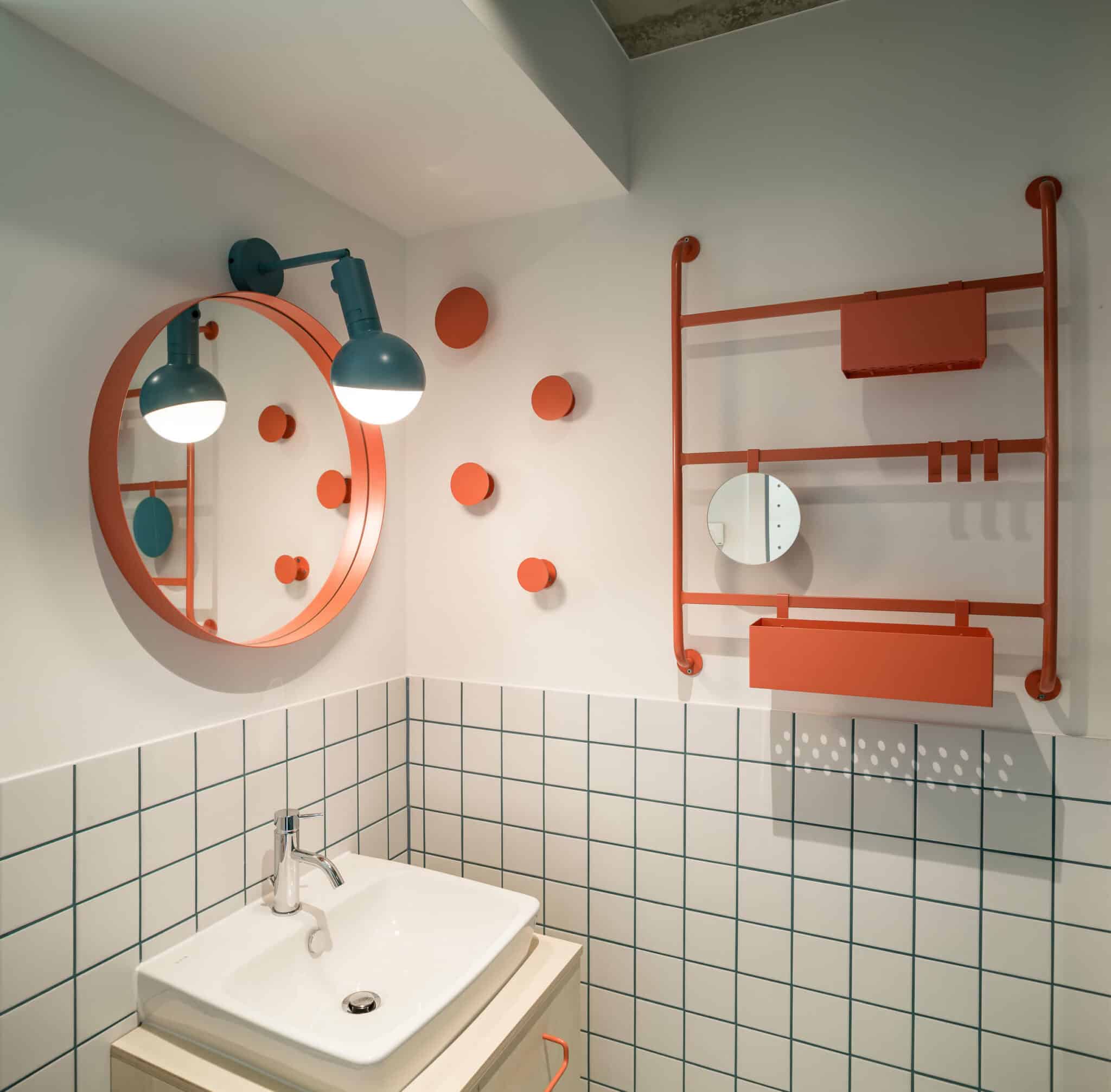 Private bathroom showing sink and mirror in one of the rooms at Basecamp Leipzig student accommodation