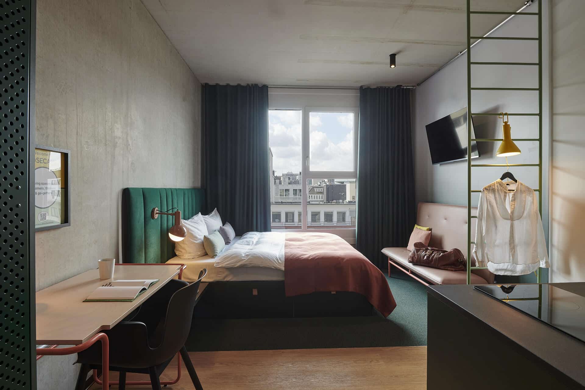 Elegant room with a view of Dortmund at Basecamp Dortmund hotel