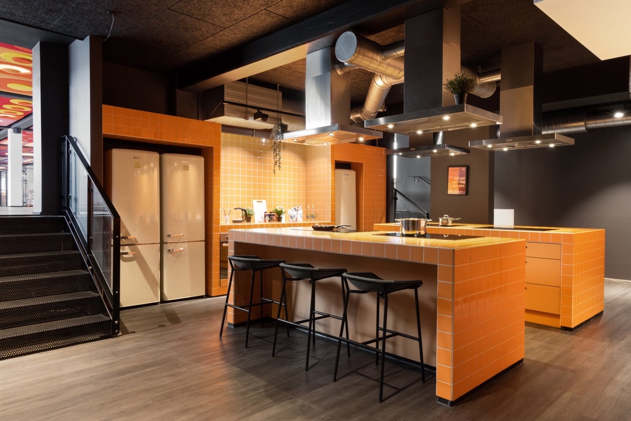 one of the common kitchens at Basecamp Copenhagen Student housing